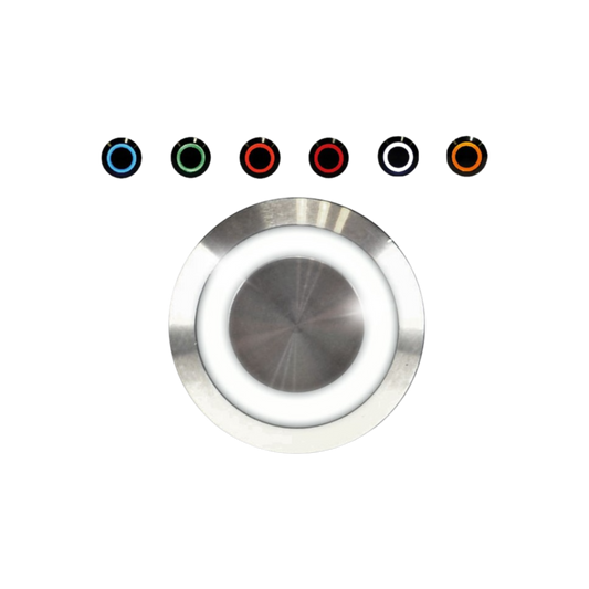 Bouton poussoir en acier inoxydable bleu - vert - rouge - blanc