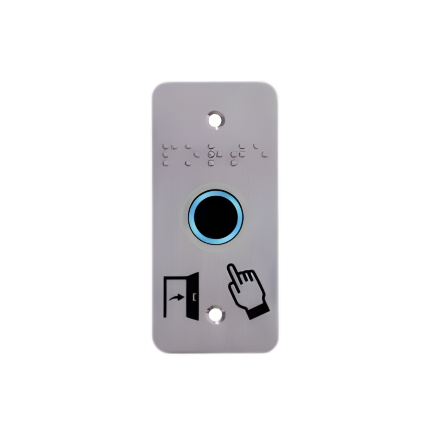 Bouton poussoir bleu avec plaque de protection