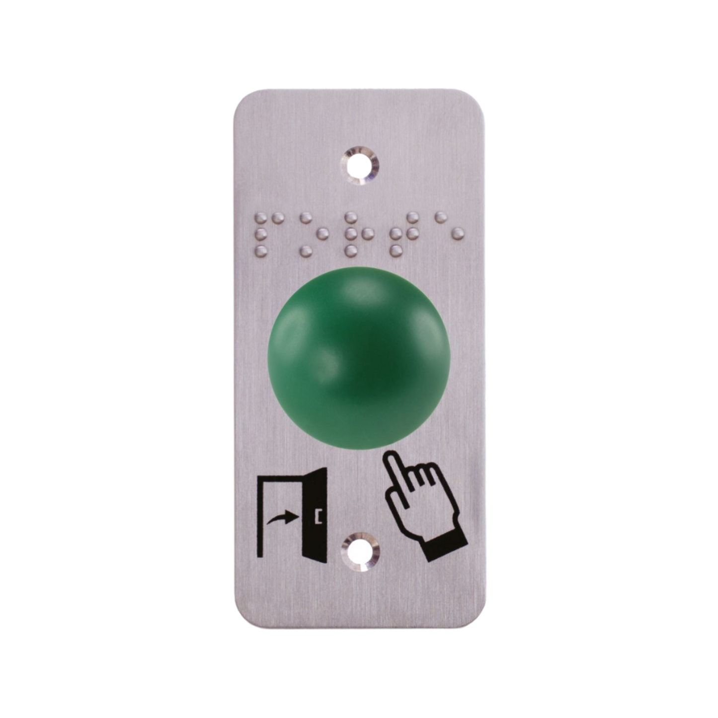 Bouton poussoir par le coude de demande d'ouverture vert