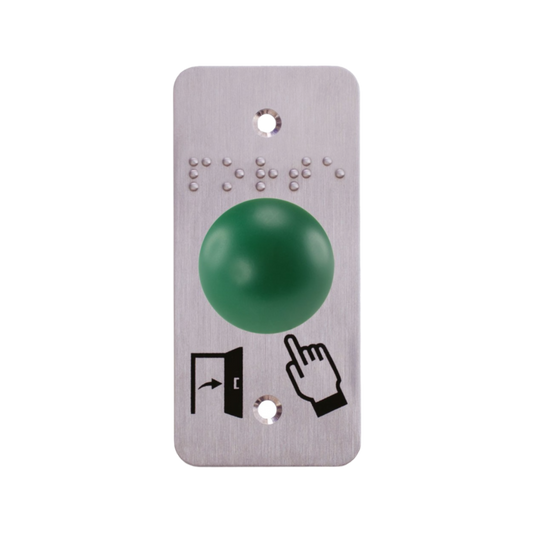 Bouton poussoir par le coude de demande d'ouverture vert