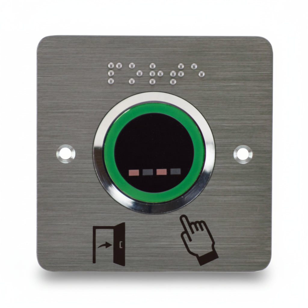 Bouton poussoir sans contact infra rouge 38mm avec signal lumineux pilotable avec ou sans buzzer - ABIOSHOP