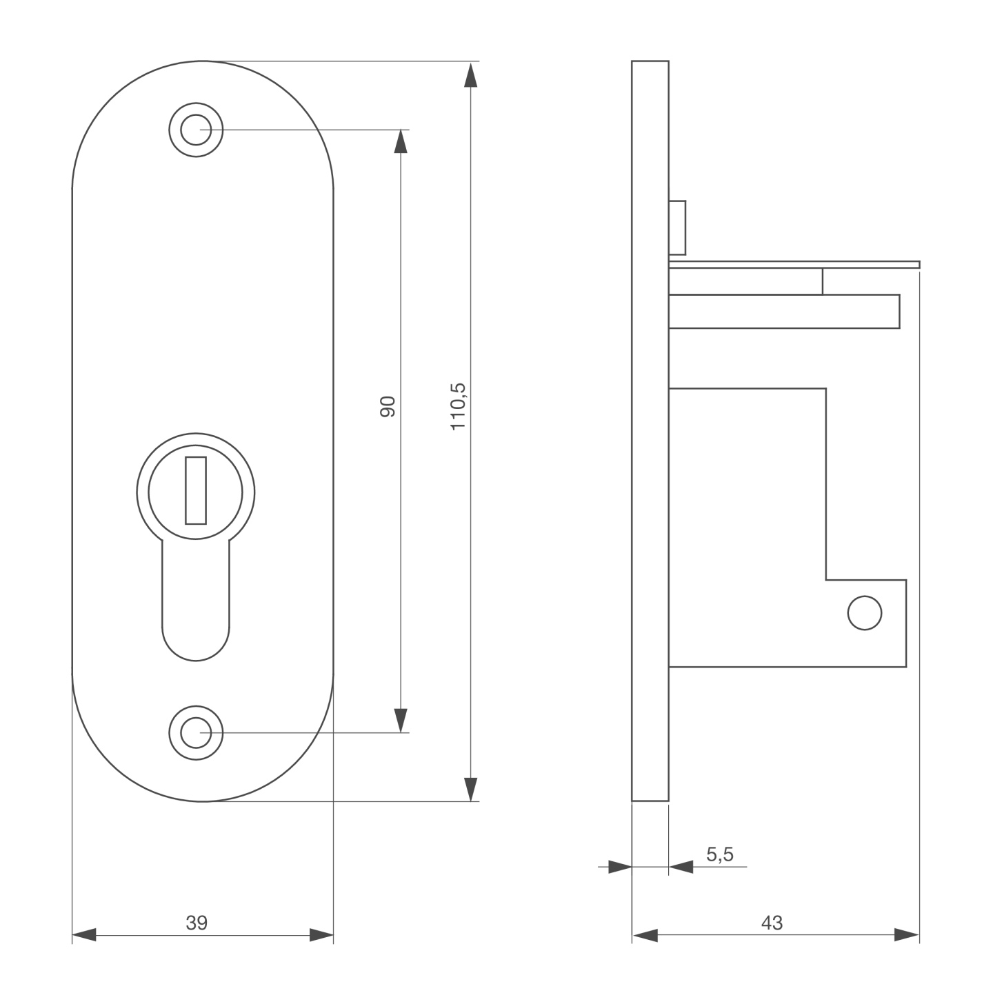 Contacteur à clé – Profil étroit, à encastrer, mode maintenu