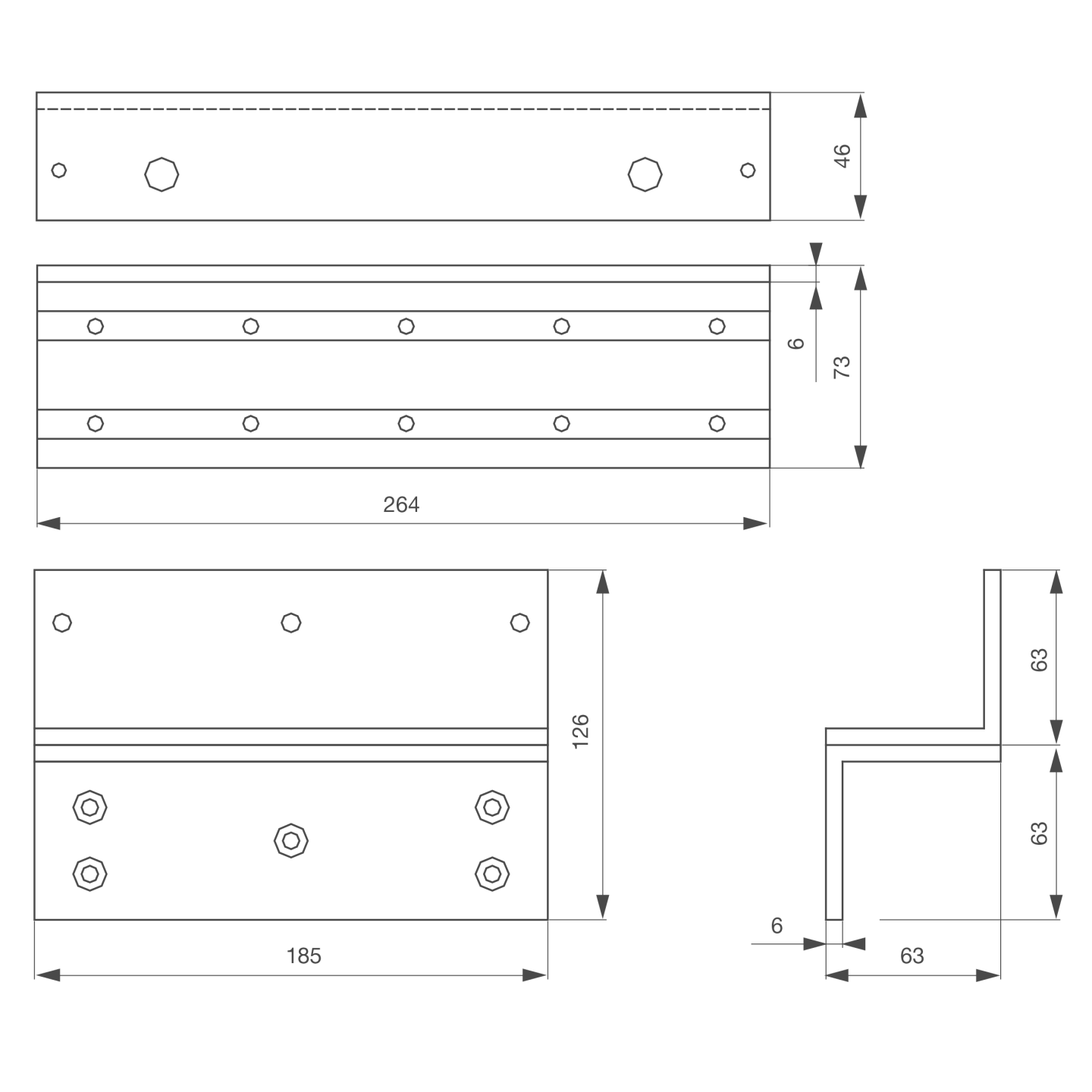 Équerre Z+L pour porte affleurante tirante pour ventouse de 550 kg
