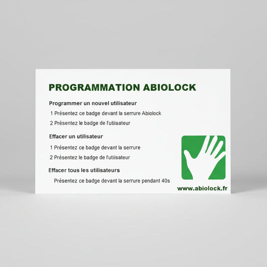 Carte de programmation Abiolock pour serrure électronique