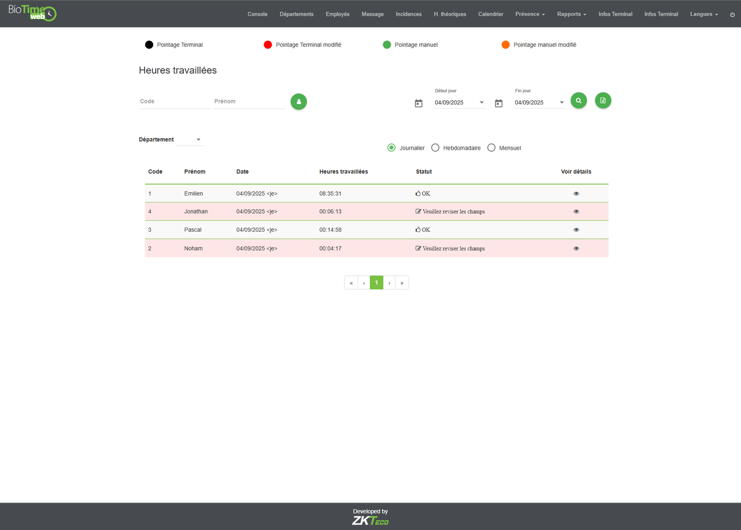 Biotime web logiciel de gestion du temps de travail cloud 