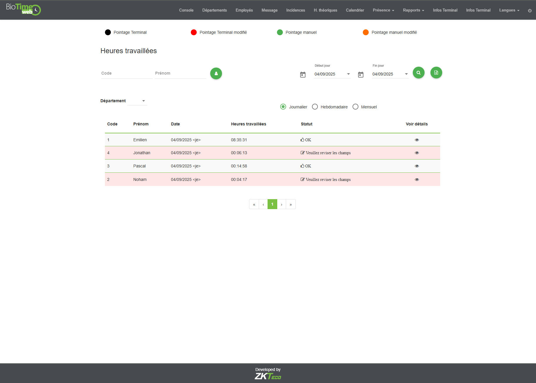 Biotime web logiciel de gestion du temps de travail cloud 