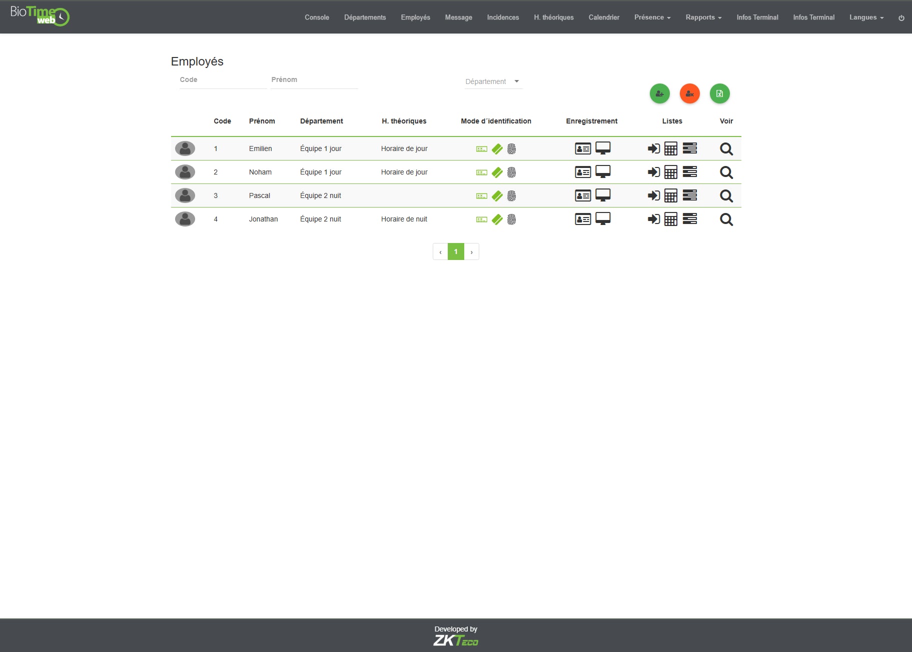 Solution BioTime Web de gestion du temps de travail