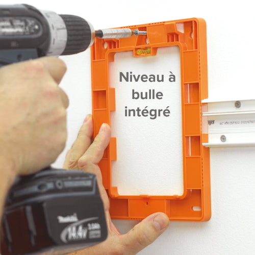 Cadre de montage pour coffret d’alimentation en ABS avec niveau à bulle
