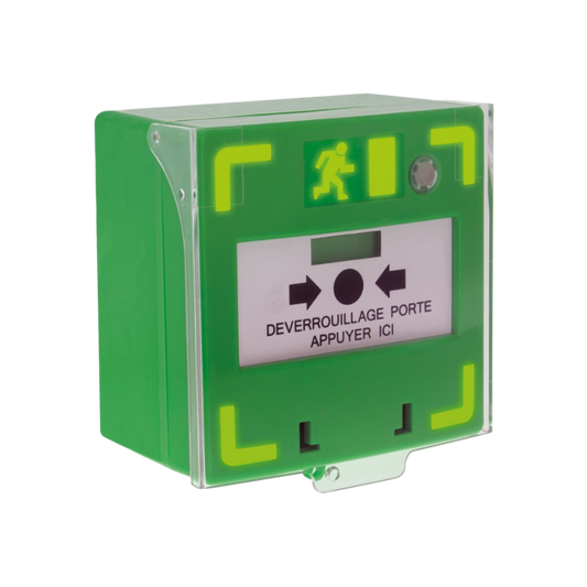 Déclencheur manuel vert d'ouverture d'urgence des portes 1 contact - ABIOSHOP