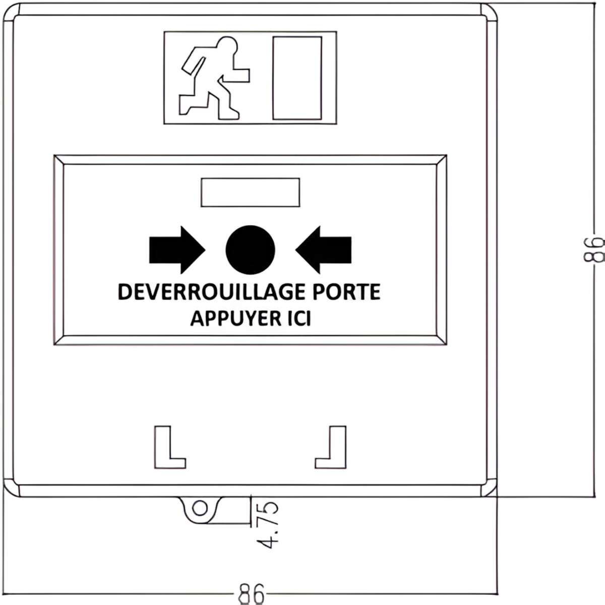 Déclencheur manuel vert d'ouverture d'urgence des portes 1 contact - ABIOSHOP