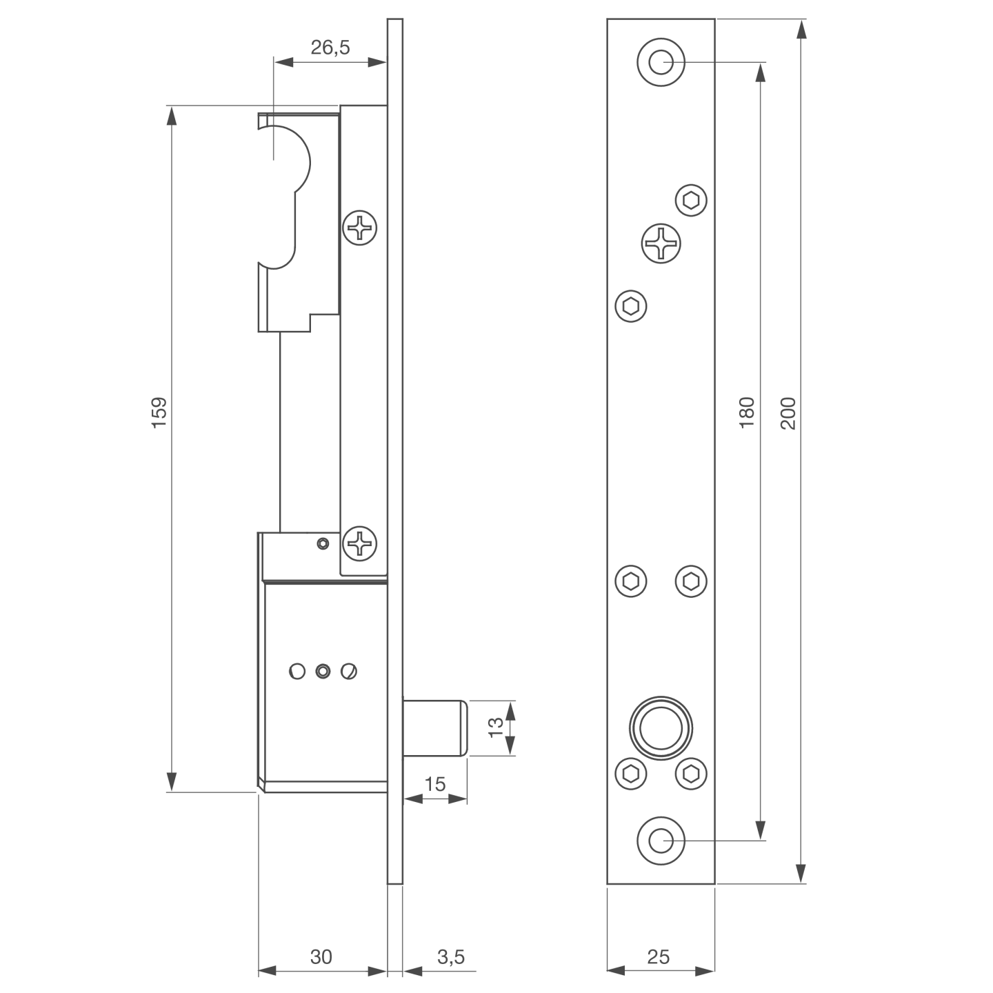 Verrou électromagnétique universel 8000 N – Émission / Rupture de courant, 12/24V DC