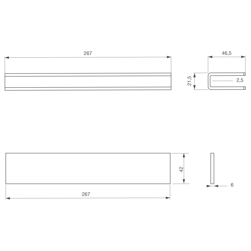 Kit de montage en applique en forme U pour porte en verre